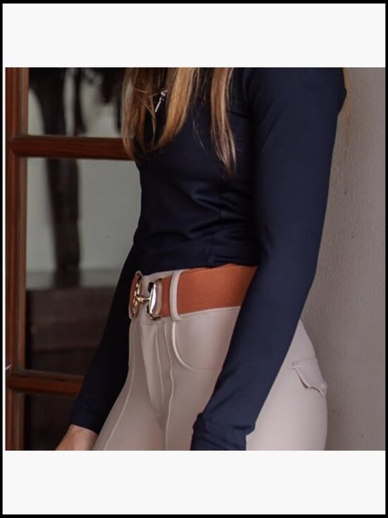Elastic Equestrian Belt with Gold Bit Buckle, Adjustable Riding Belt main image 6